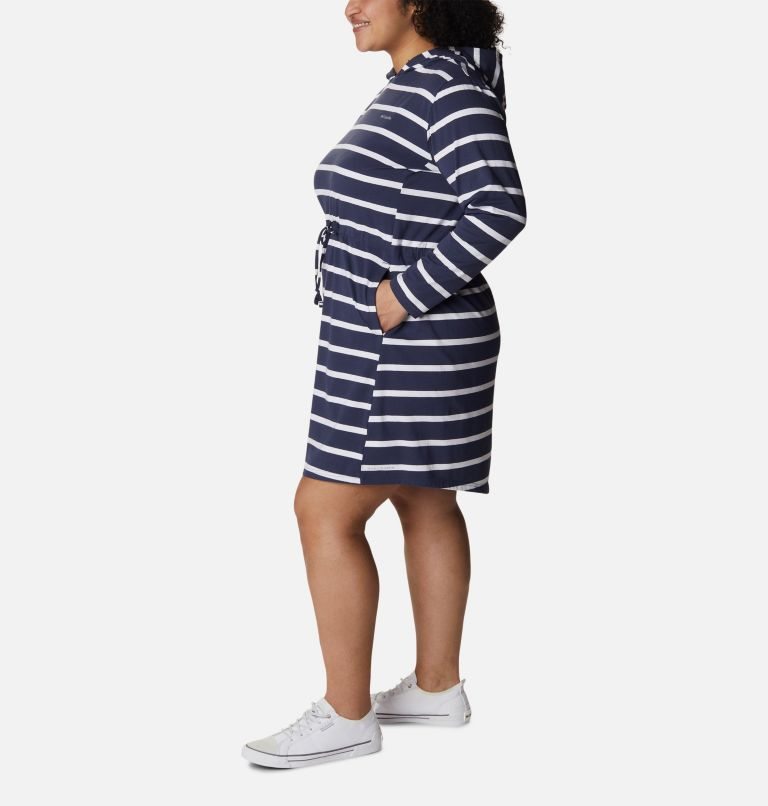 Women's Columbia Sun Trek Hooded Coverup Dress Stripe | Plus Size CA-GLA80